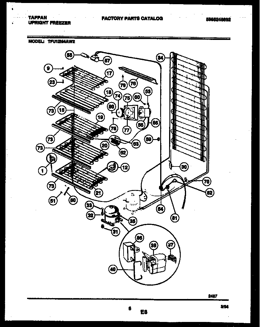 Tappan TFU12M4AW2 system and electrical parts diagram