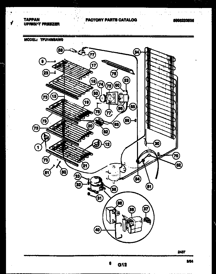 Tappan TFU14M5AW0 system and electrical parts diagram