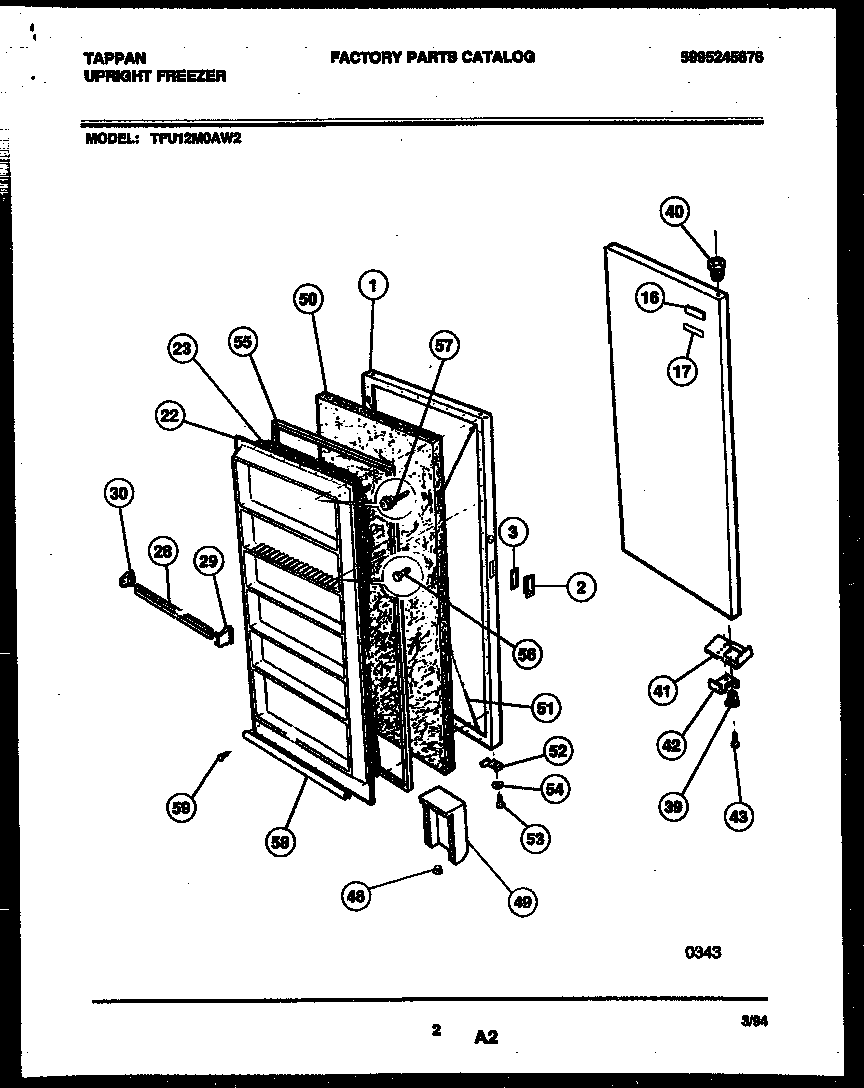 Tappan TFU12M0AW2 door parts diagram