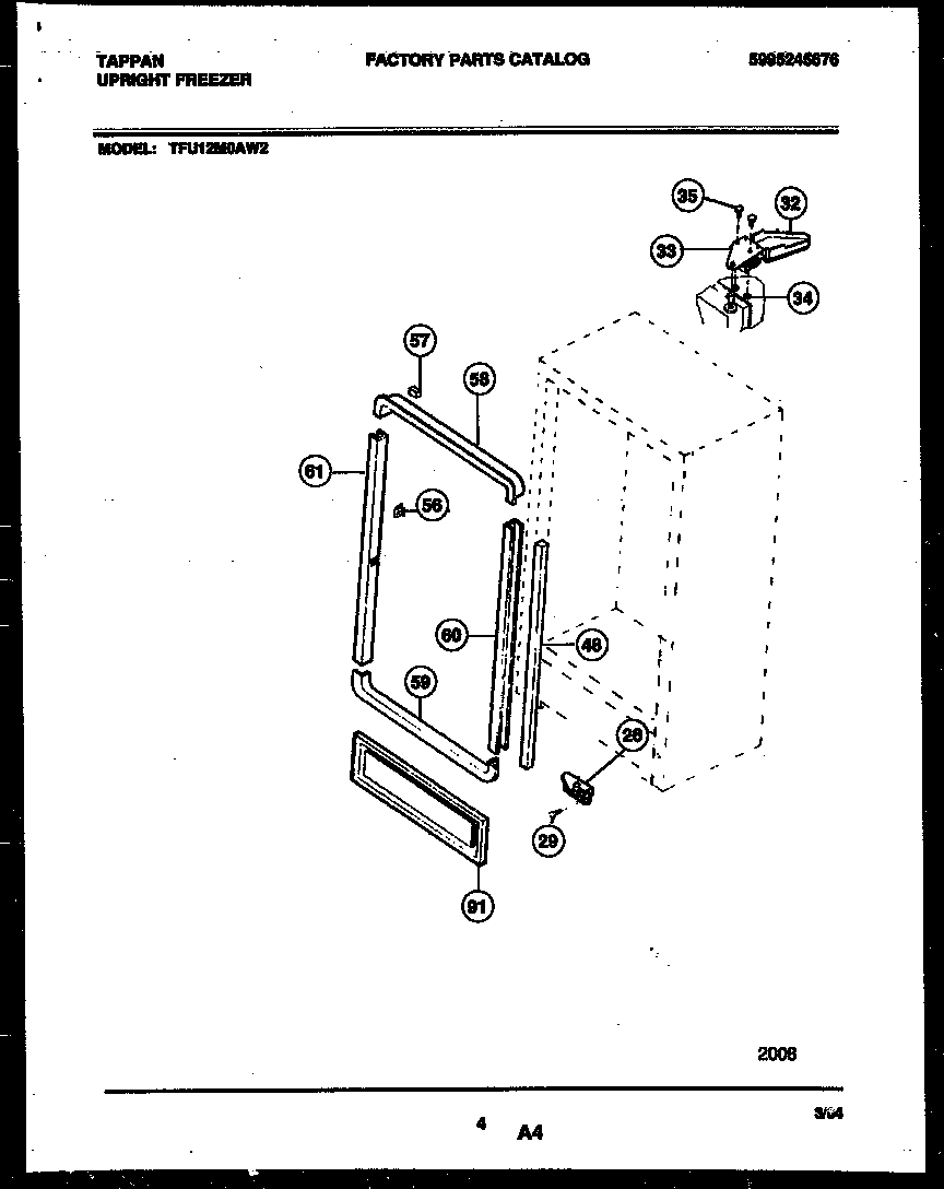 Tappan TFU12M0AW2 cabinet parts diagram