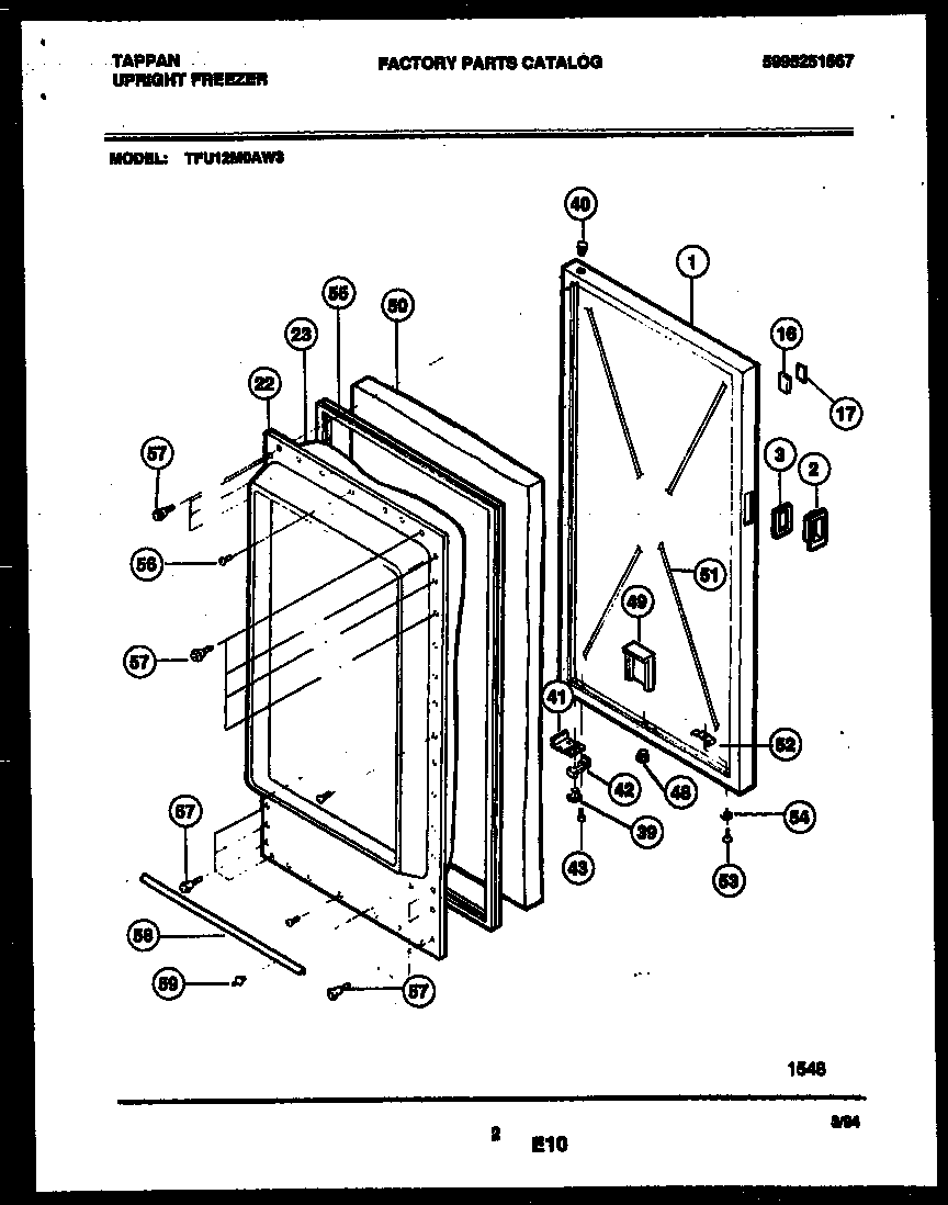 Tappan TFU12M0AW3 door parts diagram