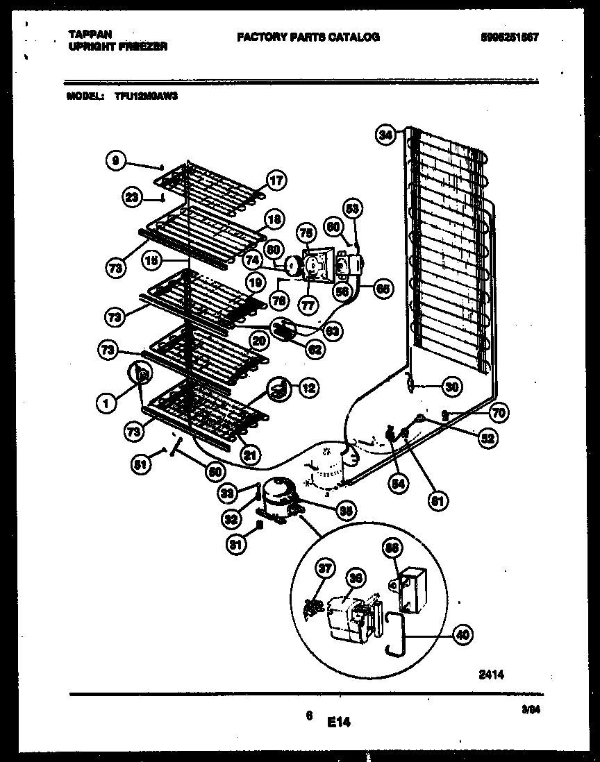 Tappan TFU12M0AW3 system and electrical parts diagram