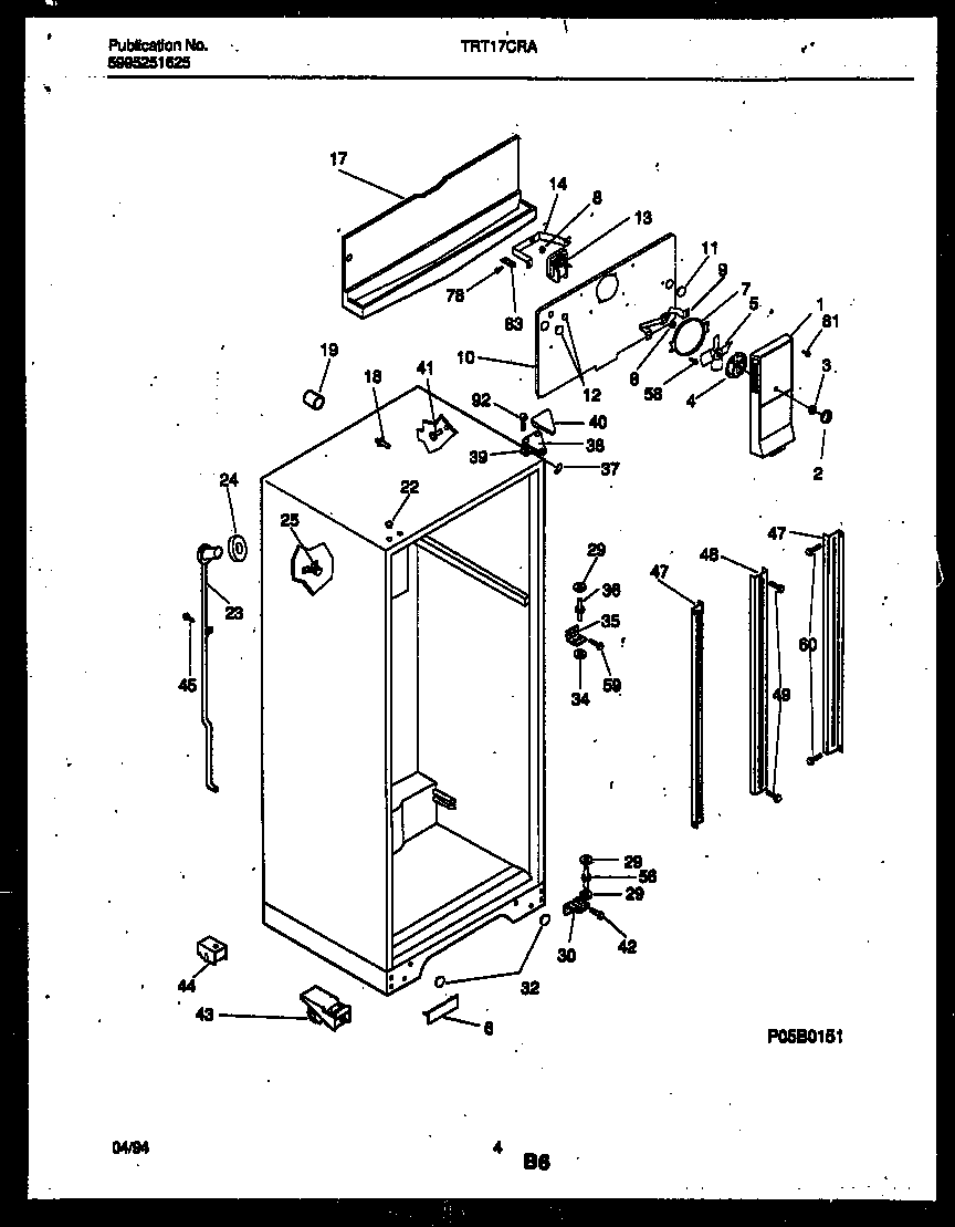 Tappan TRT17CRAW0 cabinet parts diagram