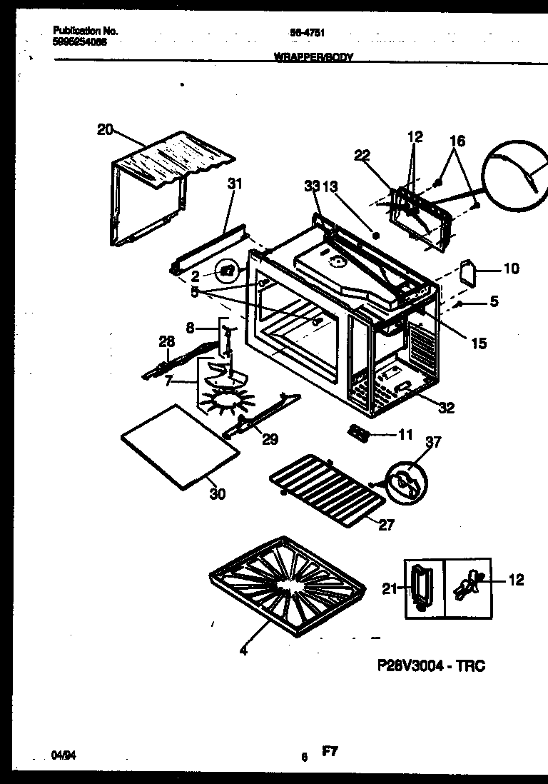 Tappan 56-4751-10-05 wrapper and body parts diagram
