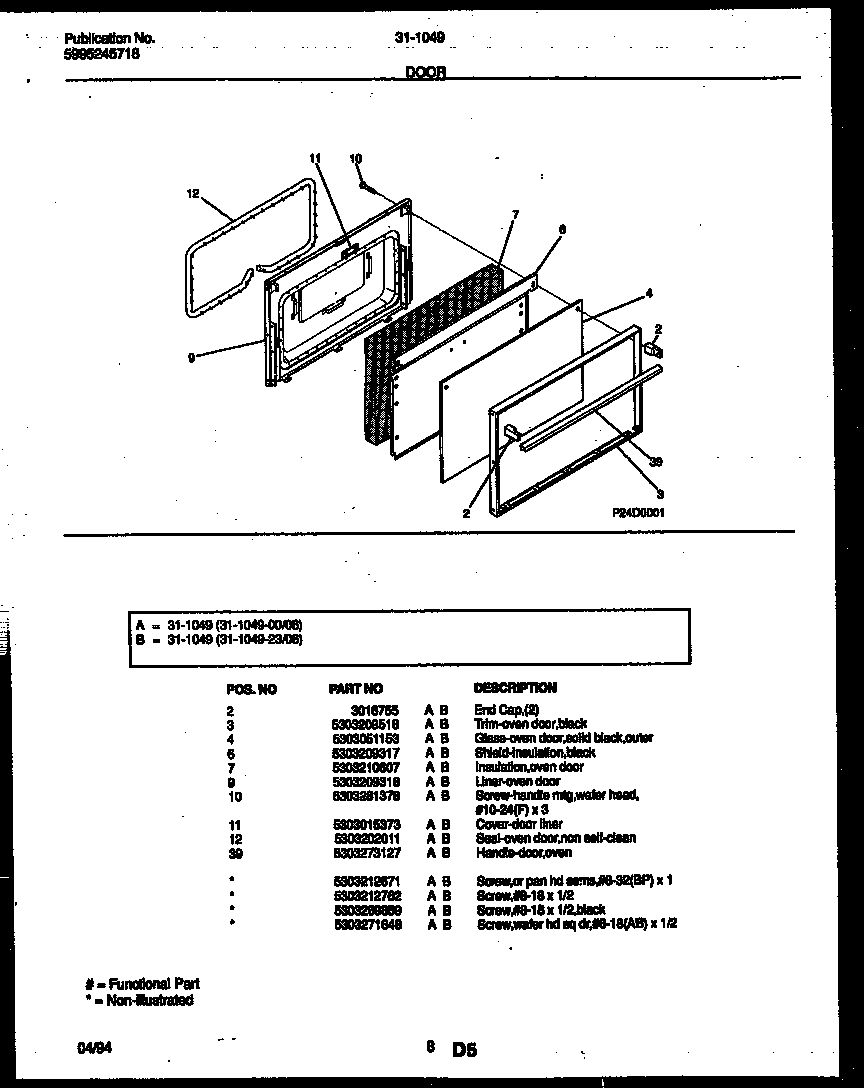 Tappan 31-1049-23-06 door parts diagram