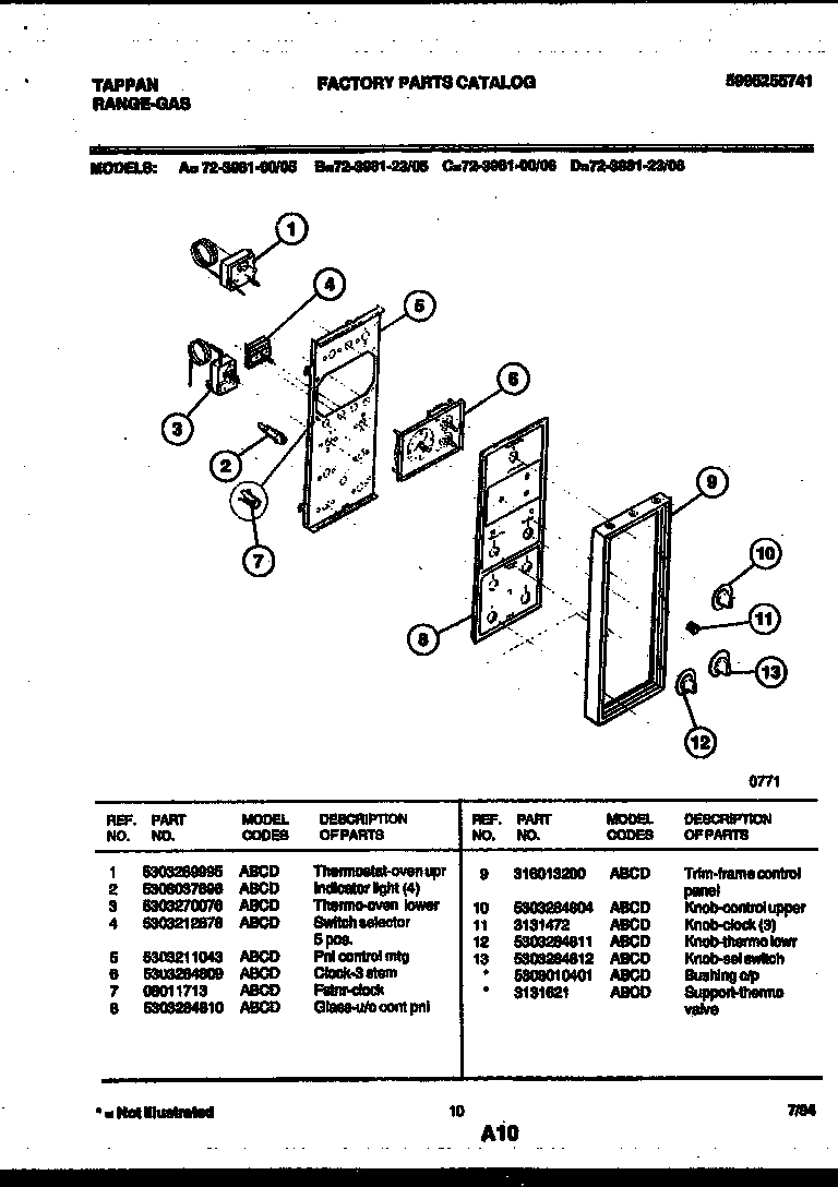 Tappan 72-3981-23-06 control panel diagram