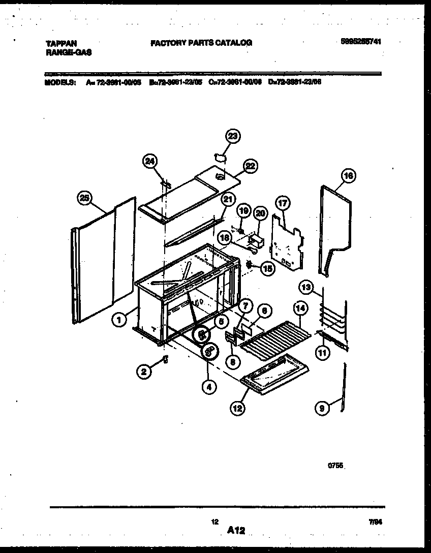 Tappan 72-3981-23-06 upper body parts diagram