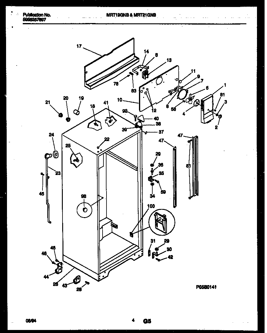 Universal/Multiflex (Frigidaire) MRT21GNBW0 cabinet parts diagram