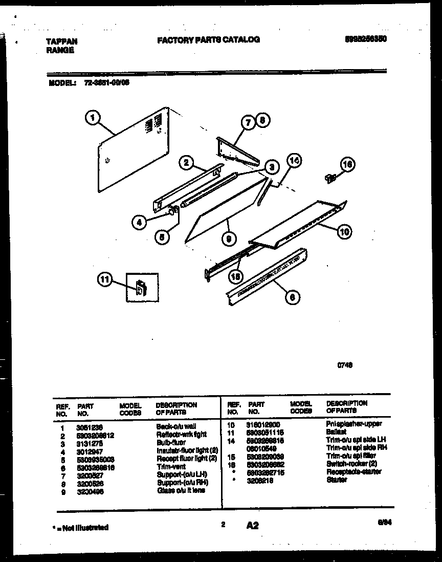 Tappan 72-3651-23-05 splasher control diagram