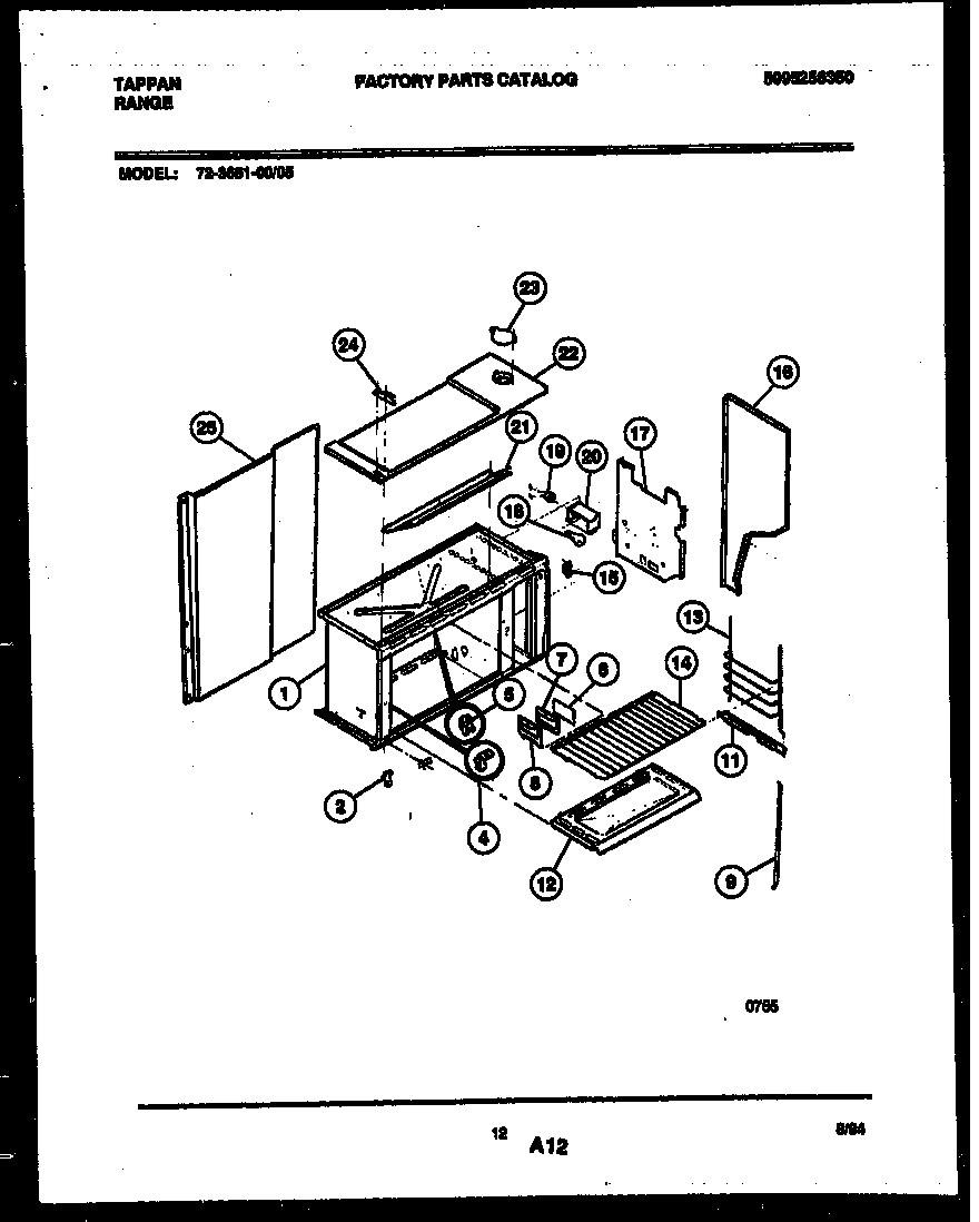 Tappan 72-3651-23-05 upper body parts diagram