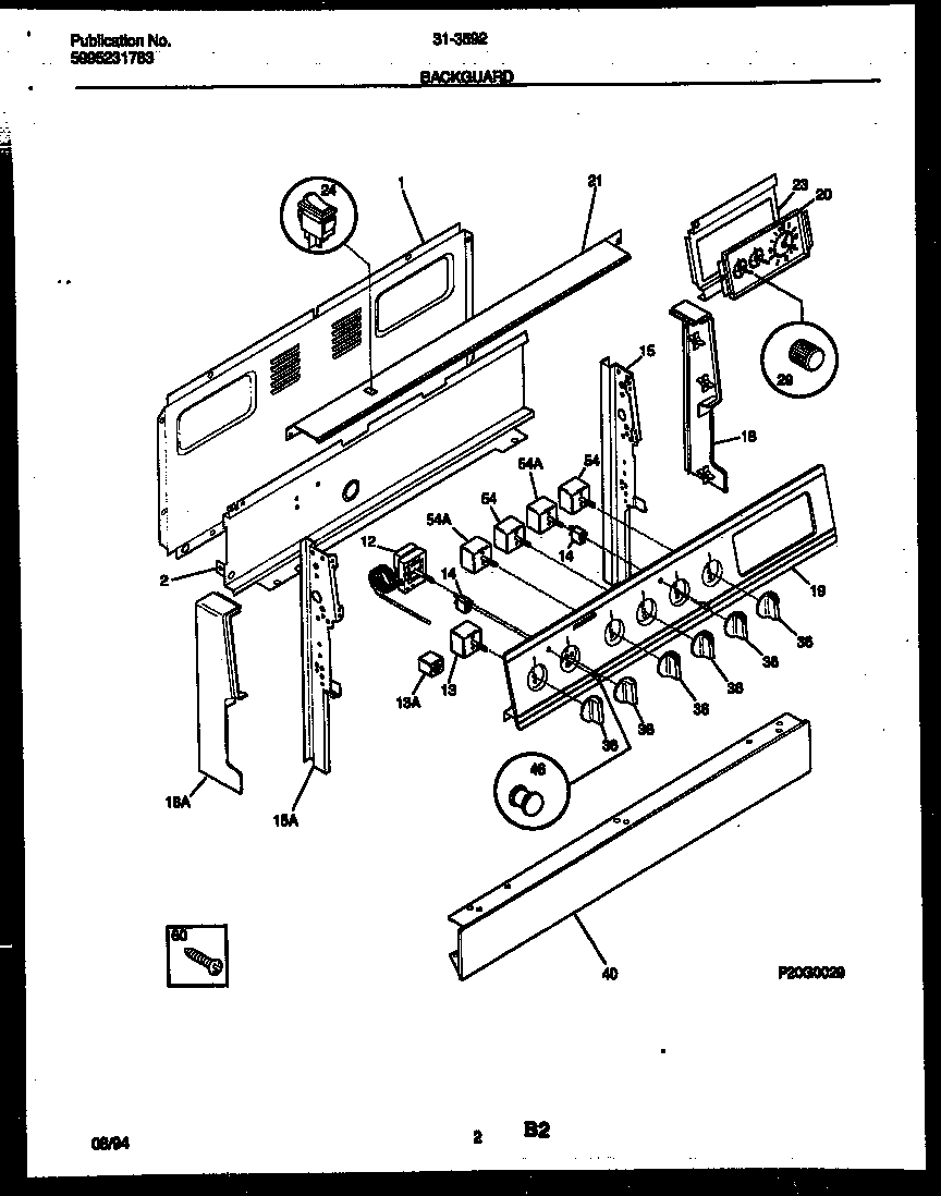 Tappan 31-3592-23-01 backguard diagram