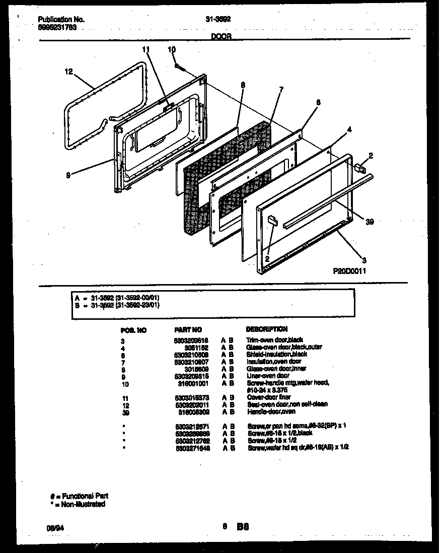 Tappan 31-3592-23-01 door parts diagram