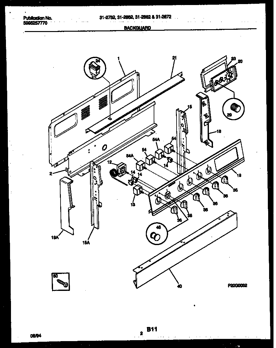 Tappan 31-2862-00-02 backguard diagram
