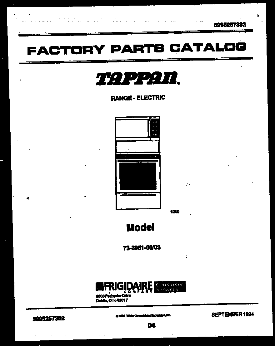 Tappan 73-3951-23-03 cover diagram