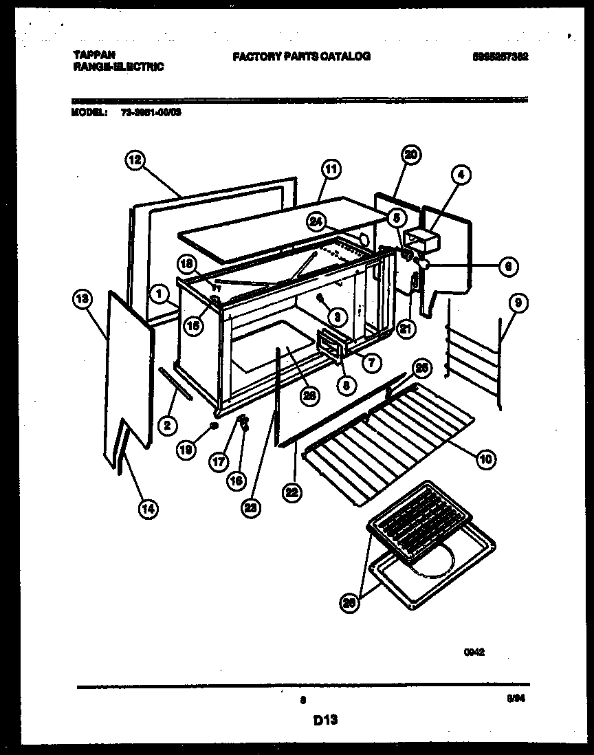 Tappan 73-3951-23-03 upper body parts diagram