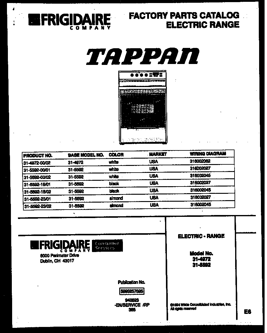 Tappan 31-4972-00-02 cover diagram