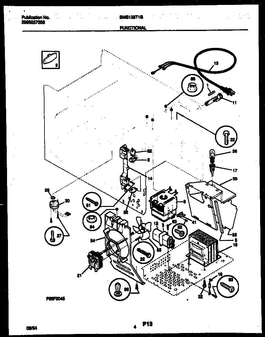 Tappan SMS138T1B functional parts diagram