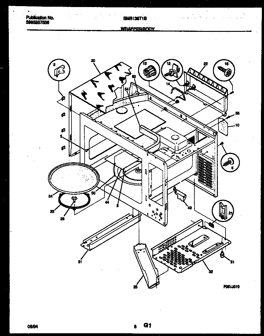 Tappan SMS138T1B wrapper and body parts diagram