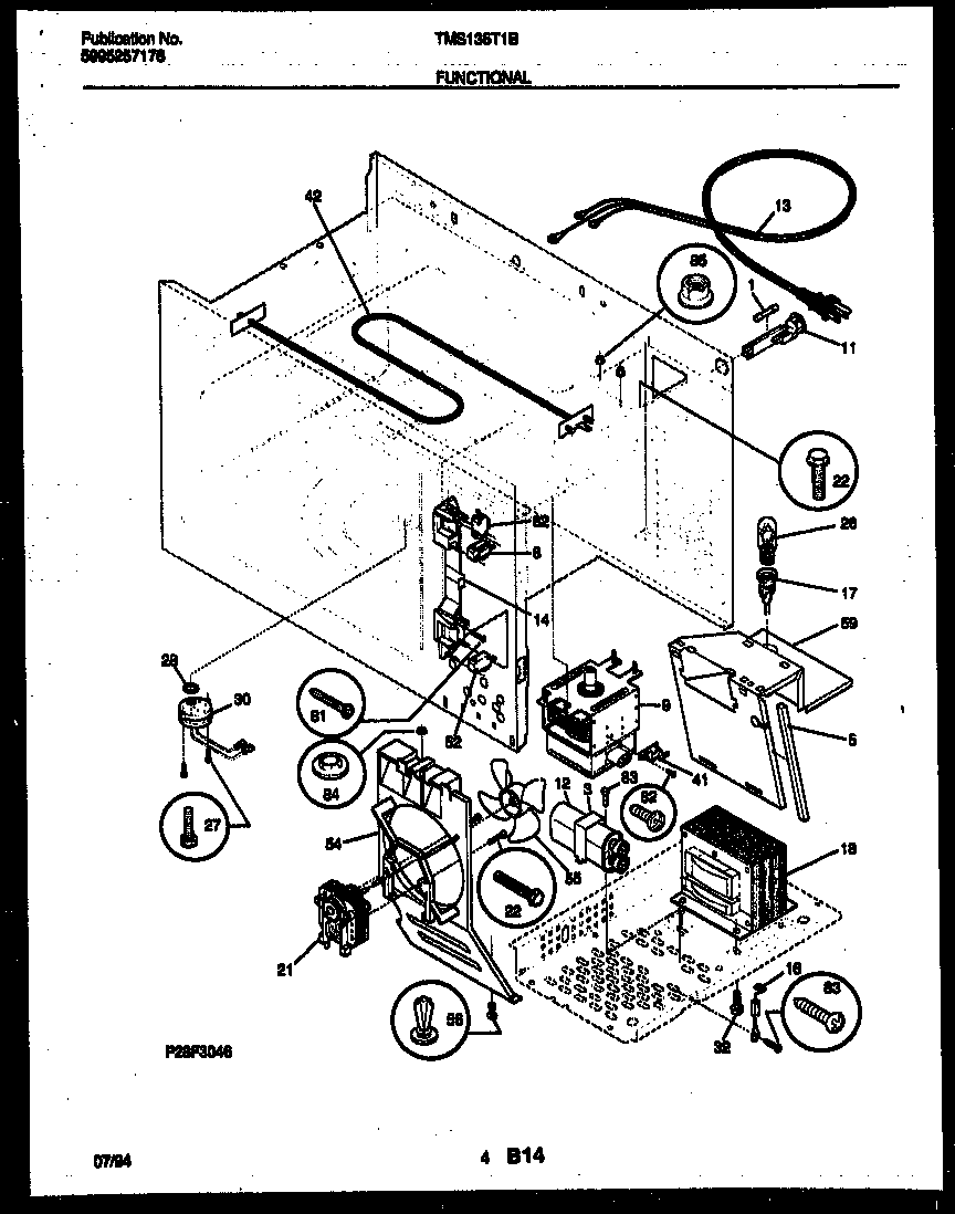 Tappan TMS135T1B functional parts diagram