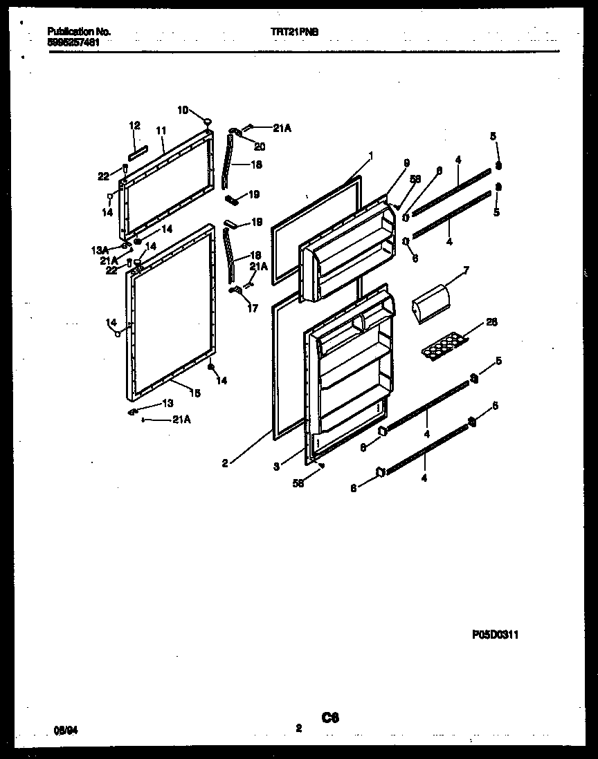 Tappan TRT21PNBW0 door parts diagram