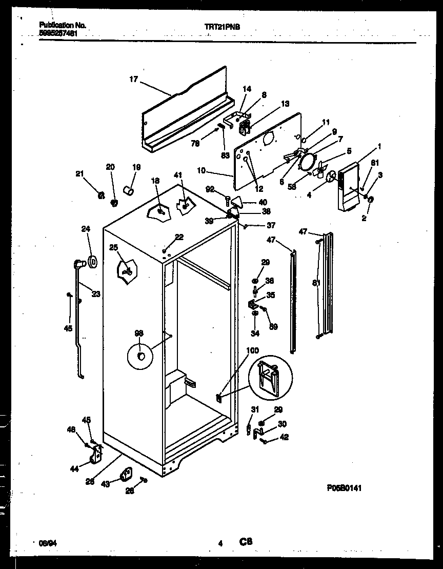 Tappan TRT21PNBW0 cabinet parts diagram