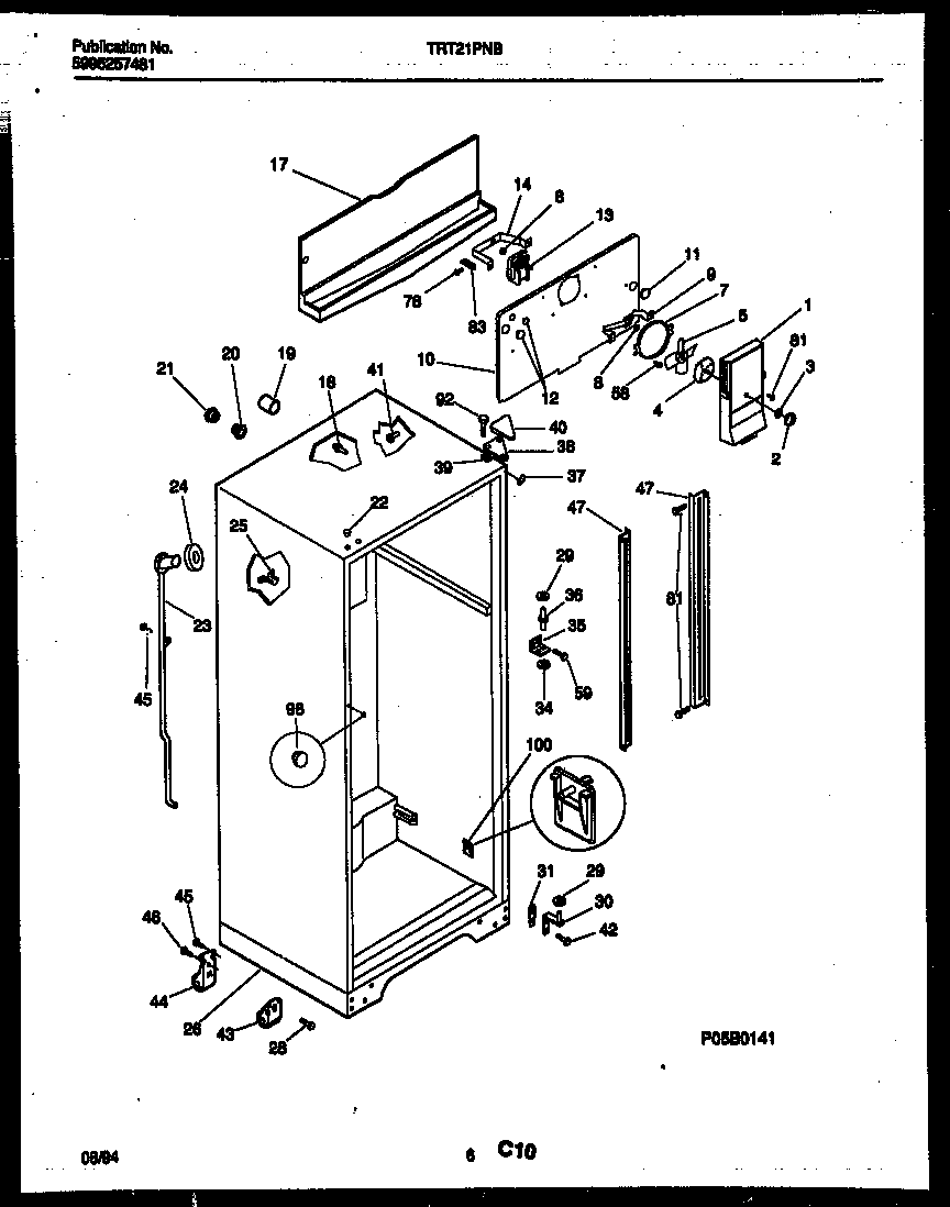 Tappan TRT21PNBW0 cabinet parts diagram