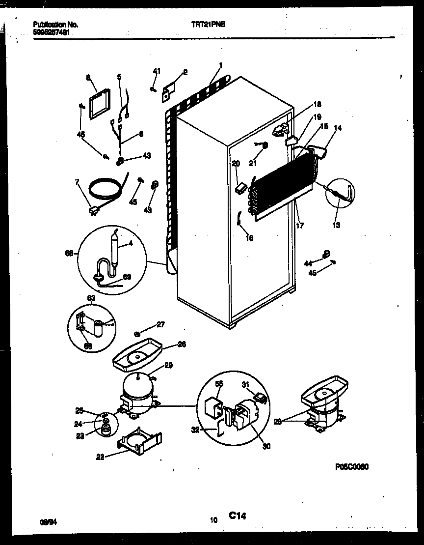 Tappan TRT21PNBW0 system and automatic defrost parts diagram