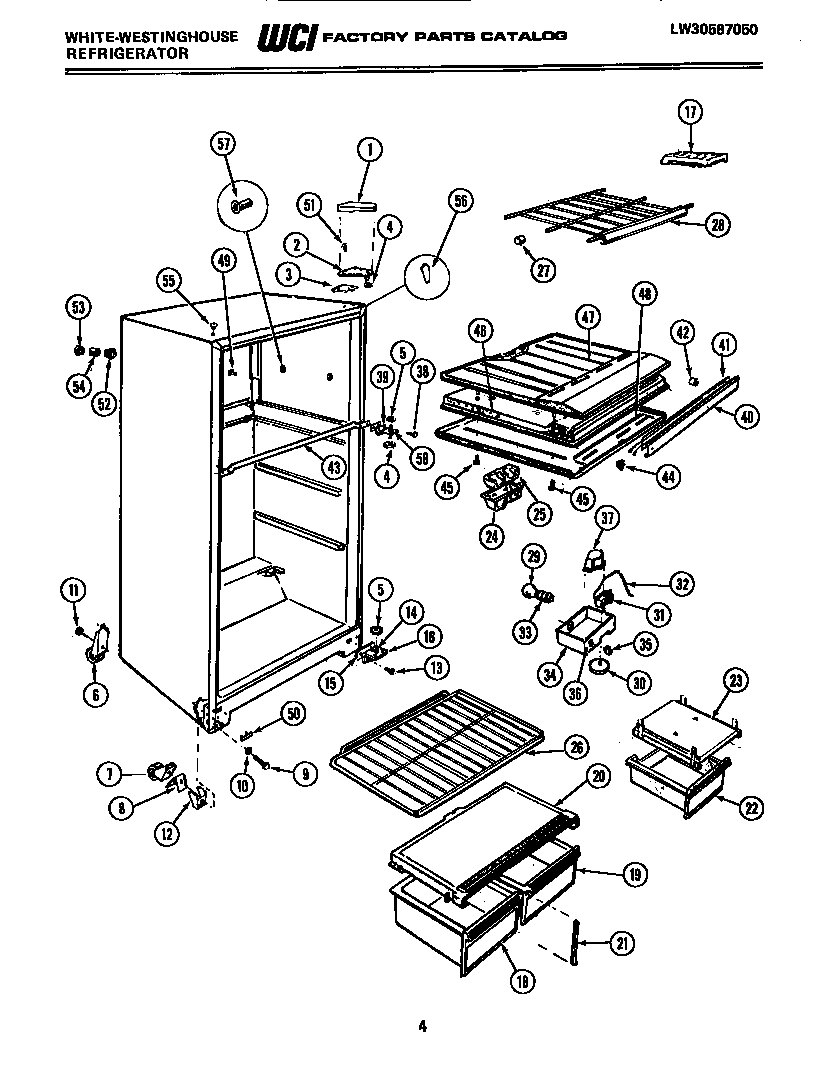 White-Westinghouse RT194KCD0 cabinet parts diagram