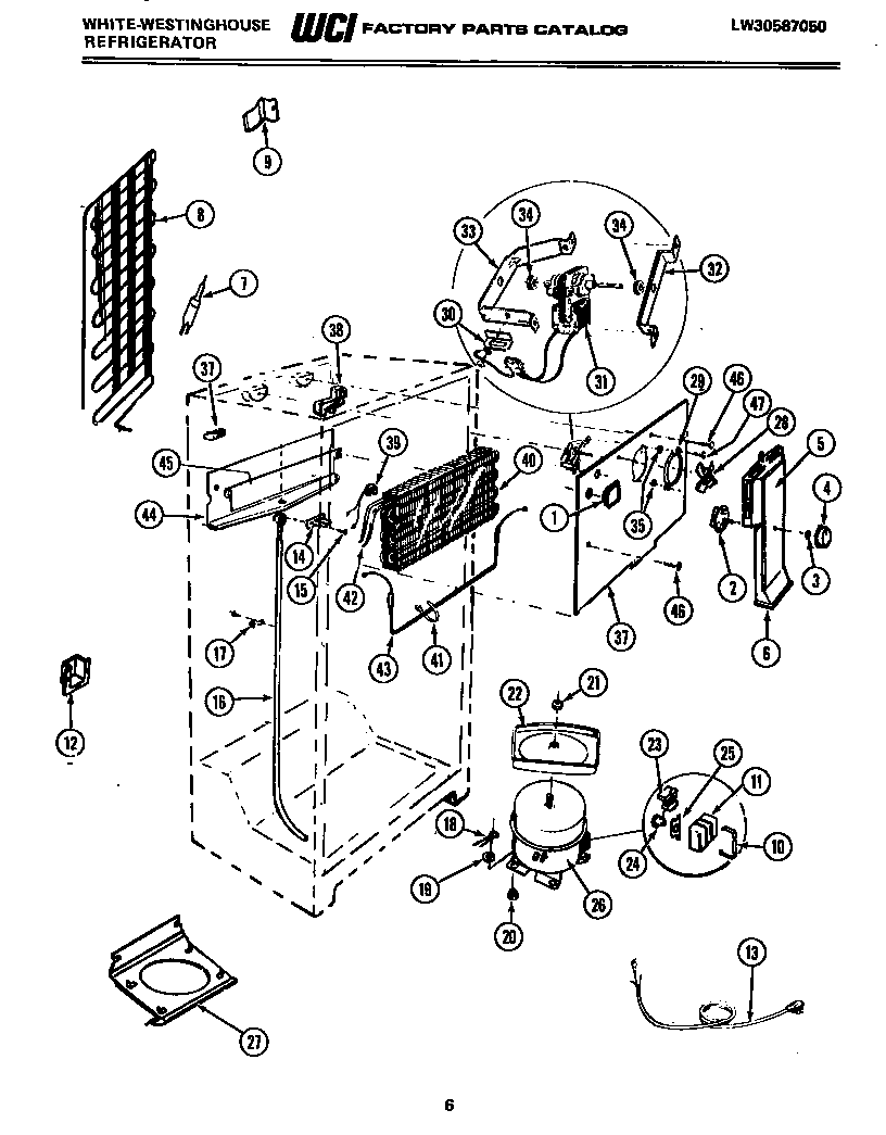 White-Westinghouse RT194KCD0 system and automatic defrost parts diagram