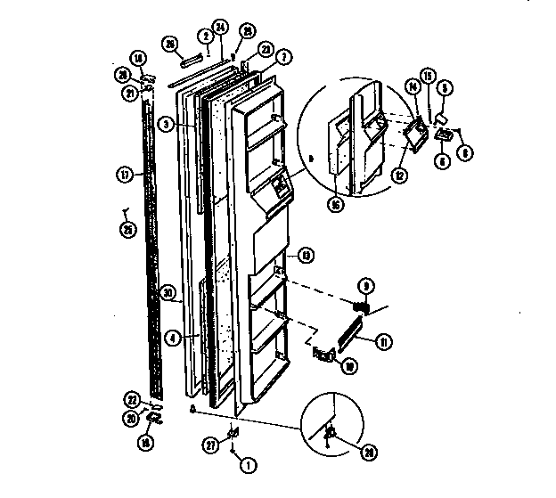 White-Westinghouse RS249JCW1 door parts diagram