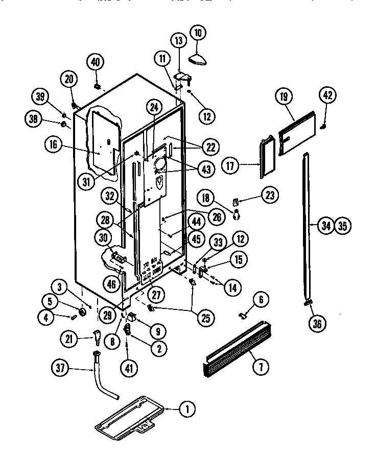 White-Westinghouse RS249JCW1 cabinet parts diagram