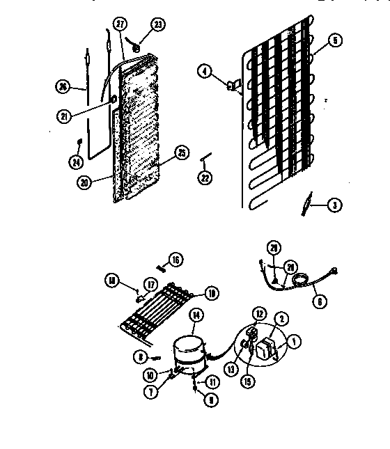 White-Westinghouse RS249JCW1 system and automatic defrost parts diagram