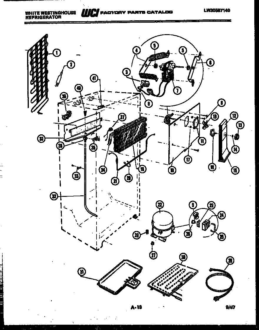 White-Westinghouse RT195KCH0 system and automatic defrost parts diagram
