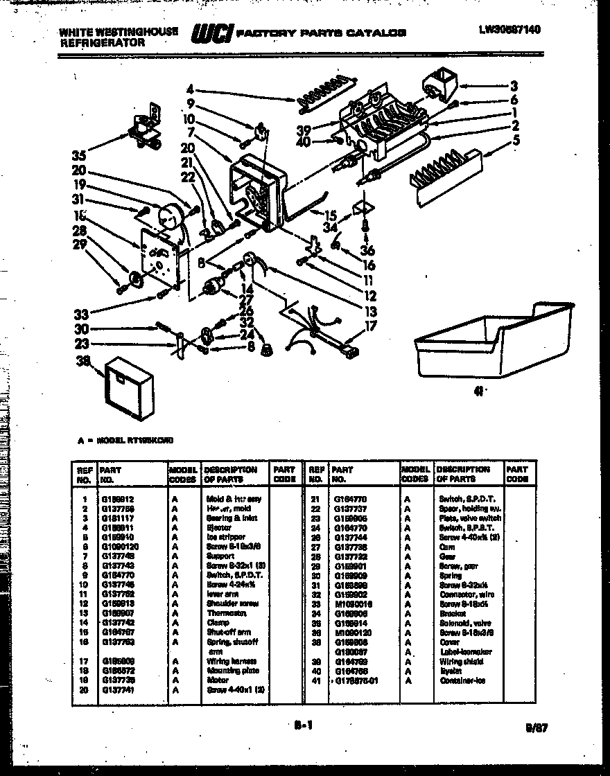 White-Westinghouse RT195KCH0 ice maker parts diagram