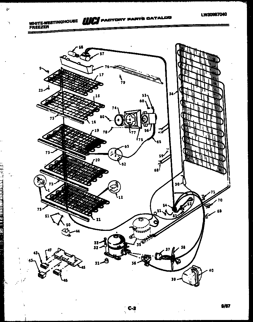 White-Westinghouse FU168JRW3 system and electrical parts diagram