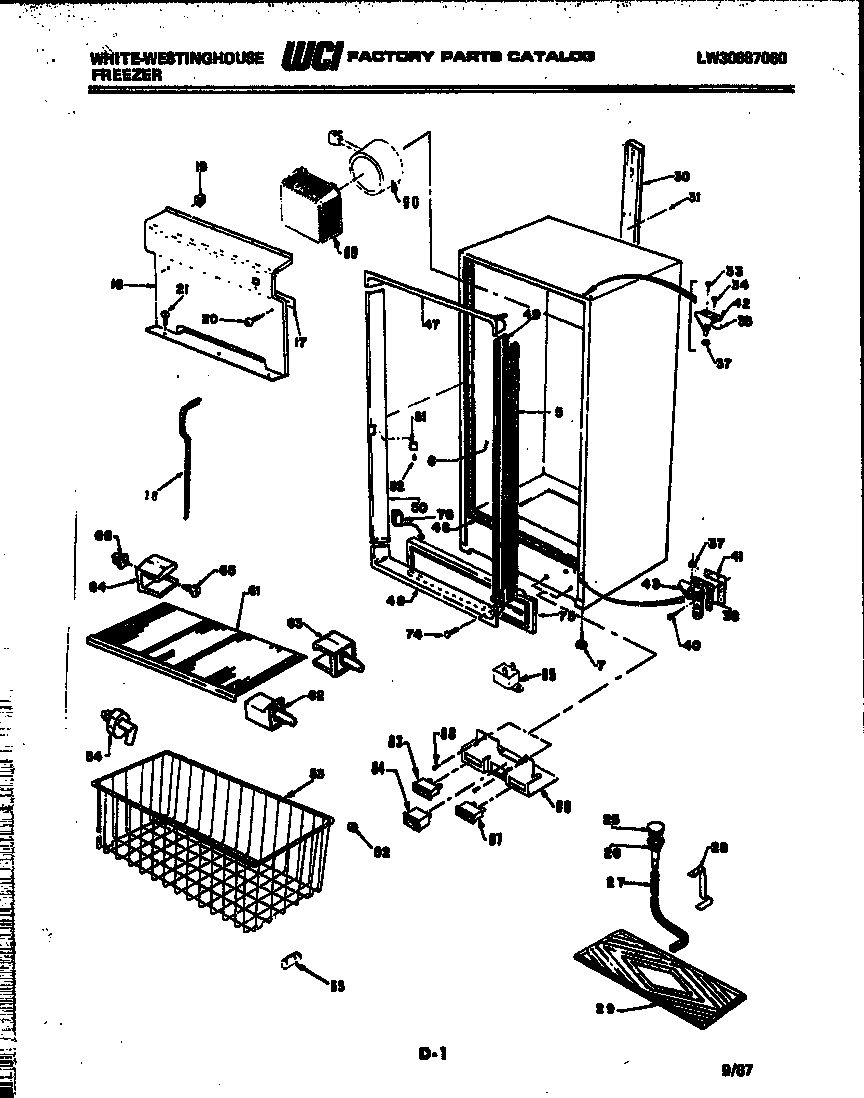 White-Westinghouse FU199JRW2 cabinet parts diagram