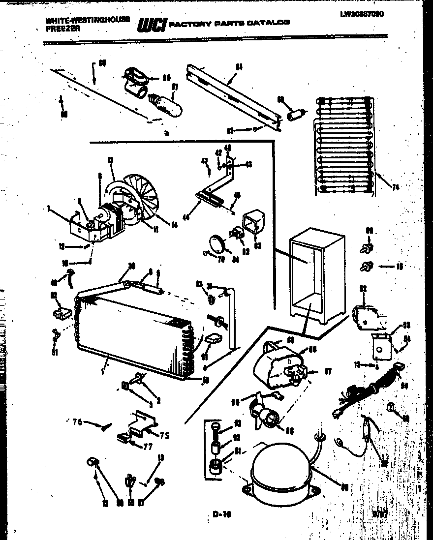 White-Westinghouse FU169JRD3 system and automatic defrost parts diagram