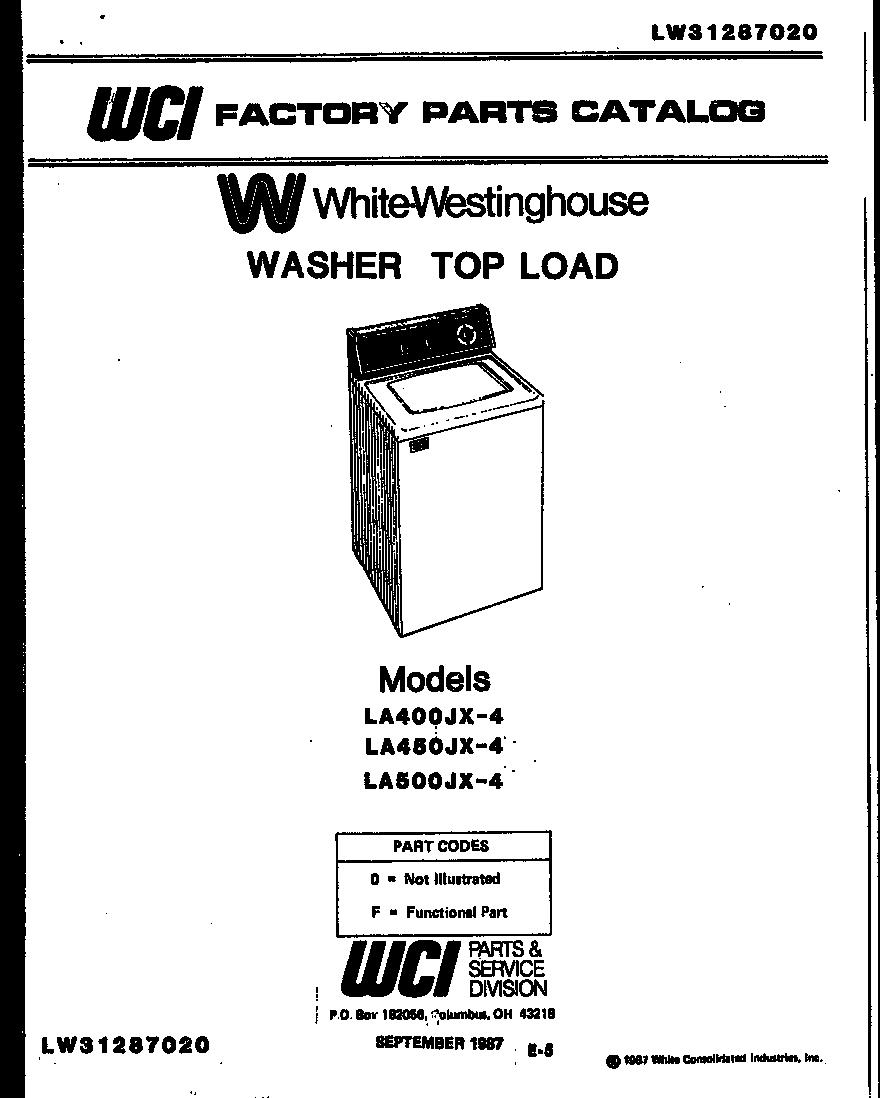 White-Westinghouse LA400JXV4 null diagram