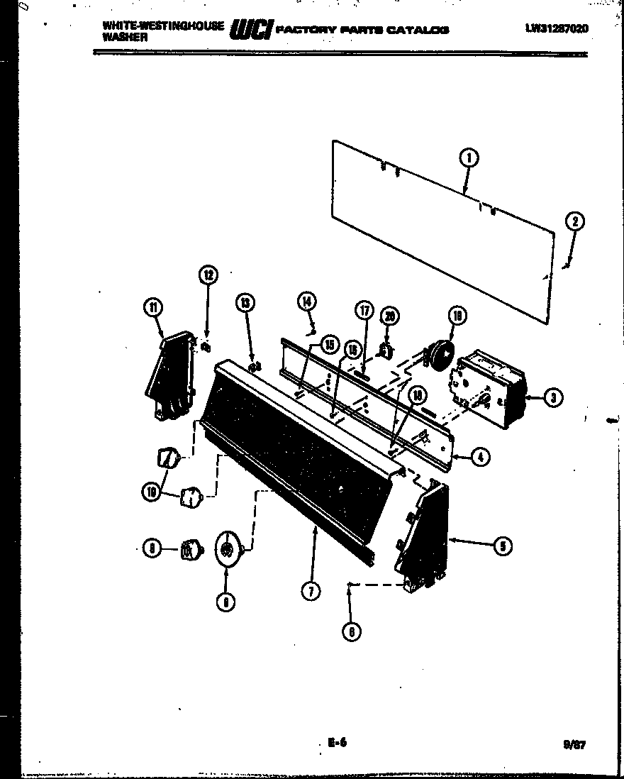 White-Westinghouse LA400JXV4 console and control parts diagram