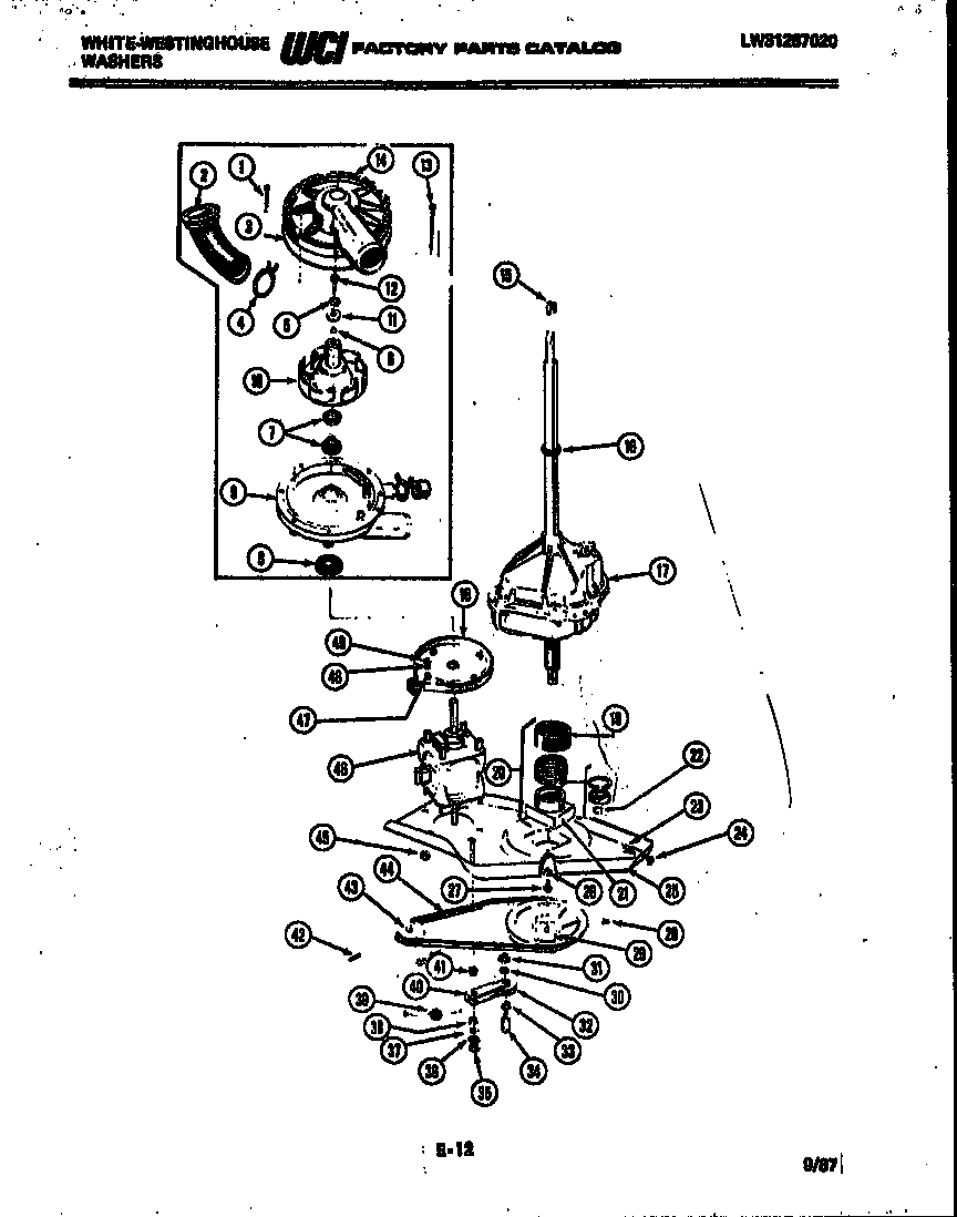 White-Westinghouse LA400JXV4 motor, transmission and drive parts diagram