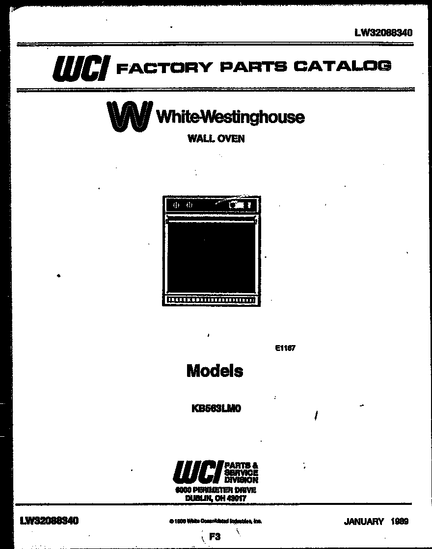 White-Westinghouse KB563LM0 cover page- text only diagram
