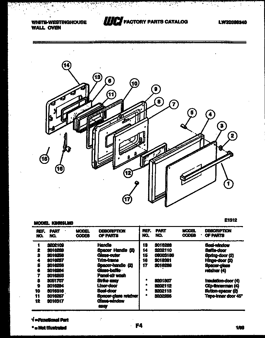 White-Westinghouse KB563LM0 door parts diagram