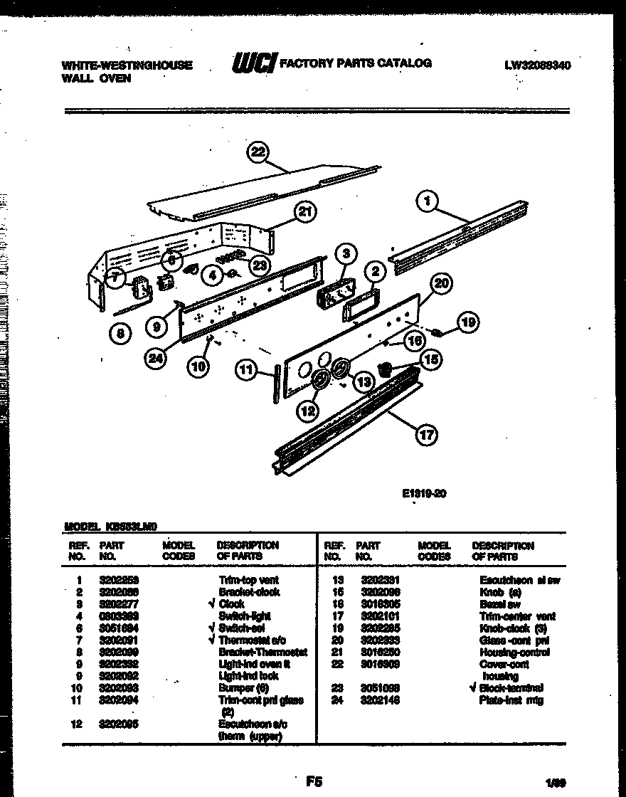 White-Westinghouse KB563LM0 control panel diagram