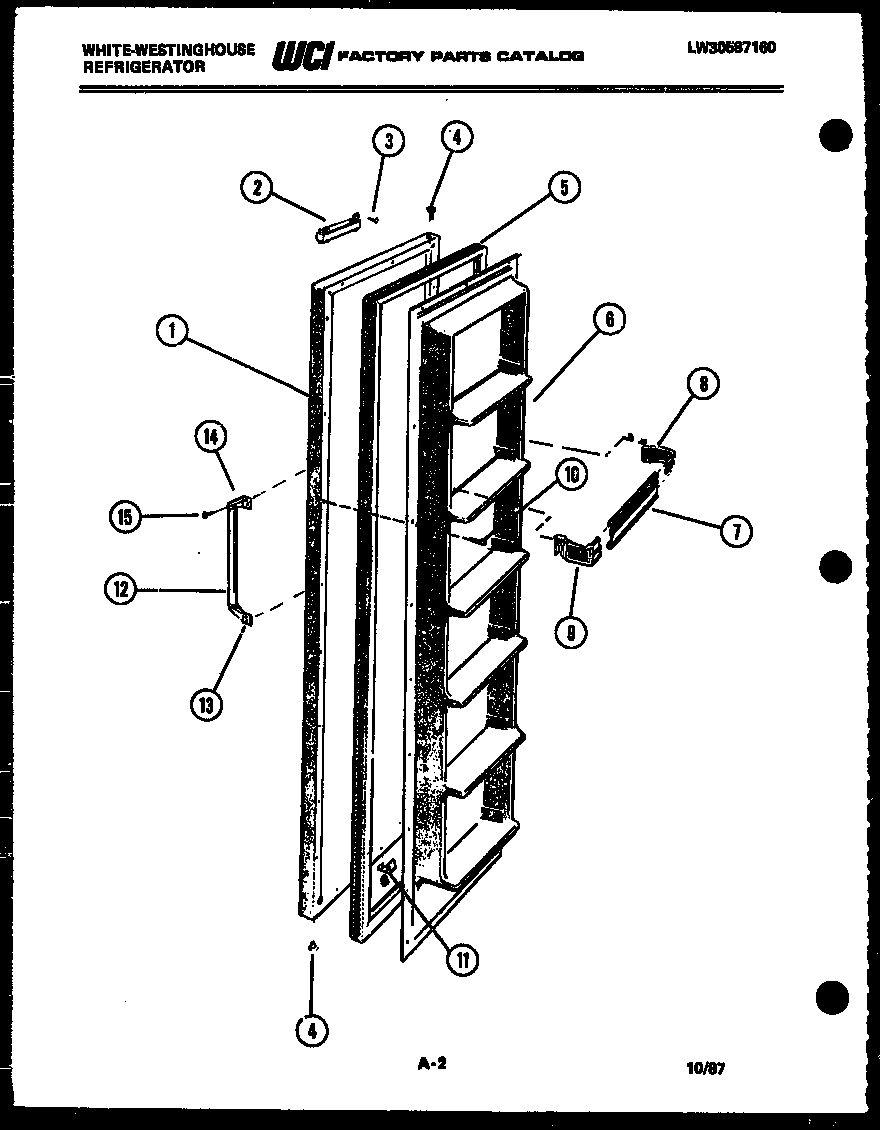 White-Westinghouse RS192GCF4 freezer door parts diagram
