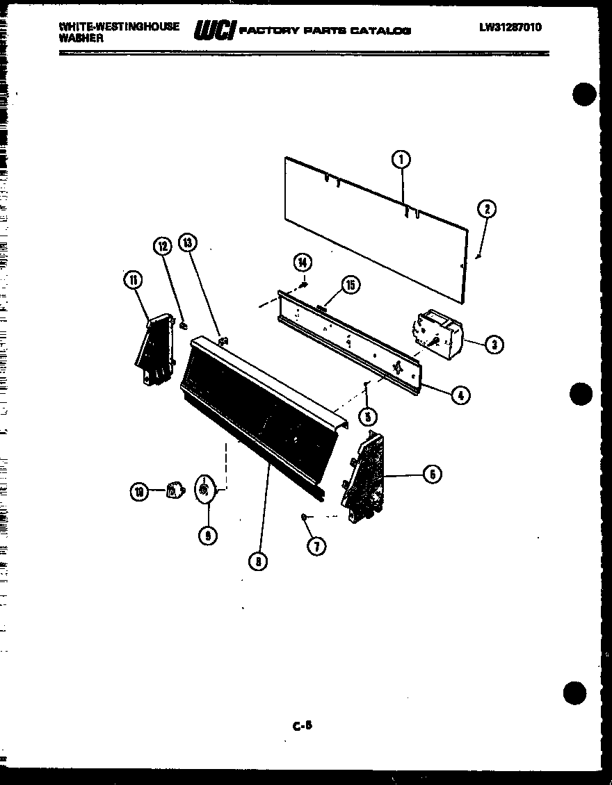 White-Westinghouse LA271JXW4 console and control parts diagram