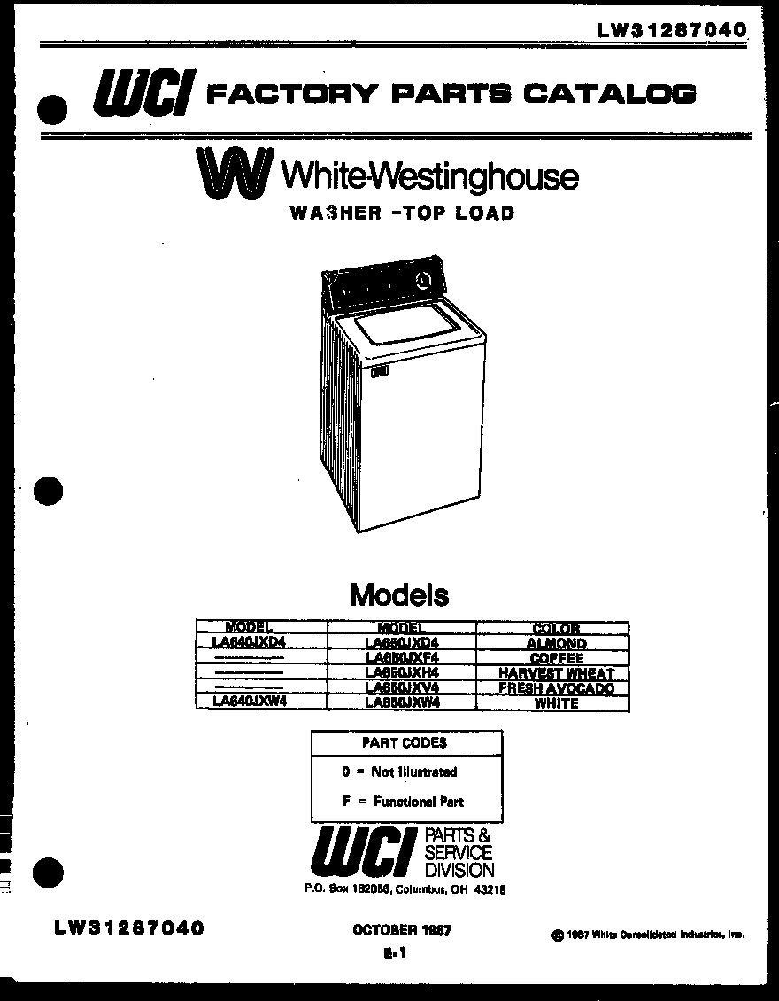White-Westinghouse LA650JXF4 null diagram
