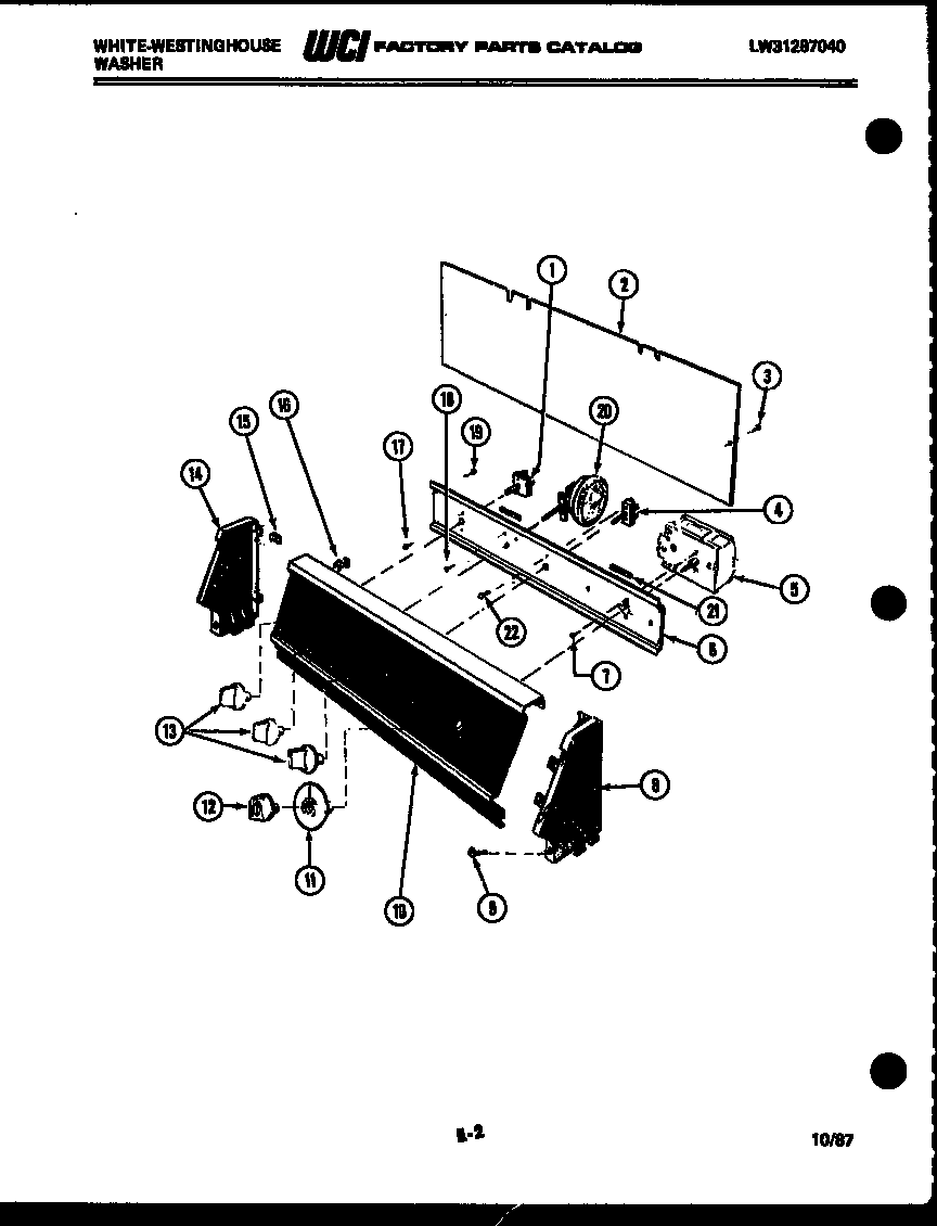 White-Westinghouse LA650JXF4 console and control parts diagram