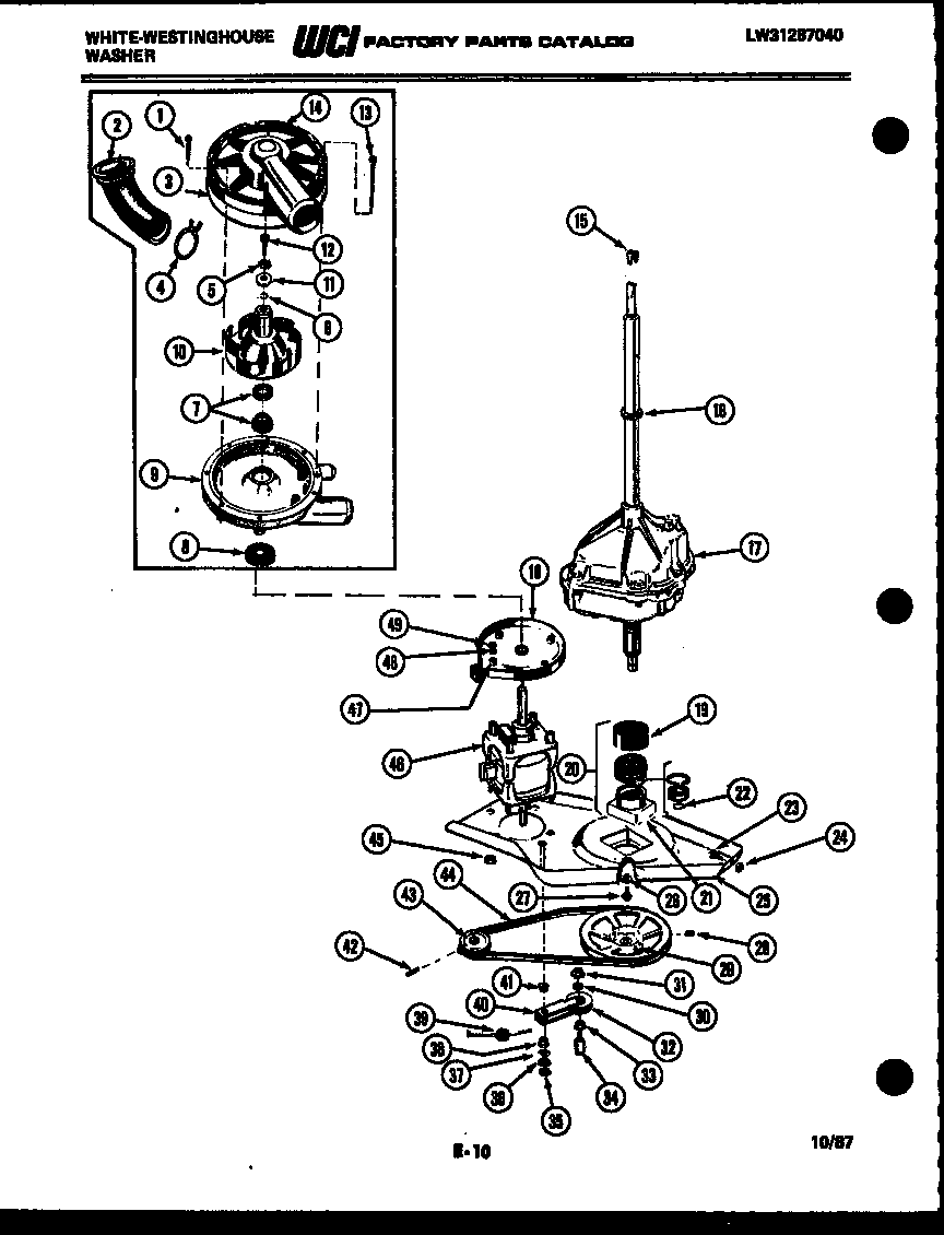 White-Westinghouse LA650JXF4 motor, transmission and drive parts diagram