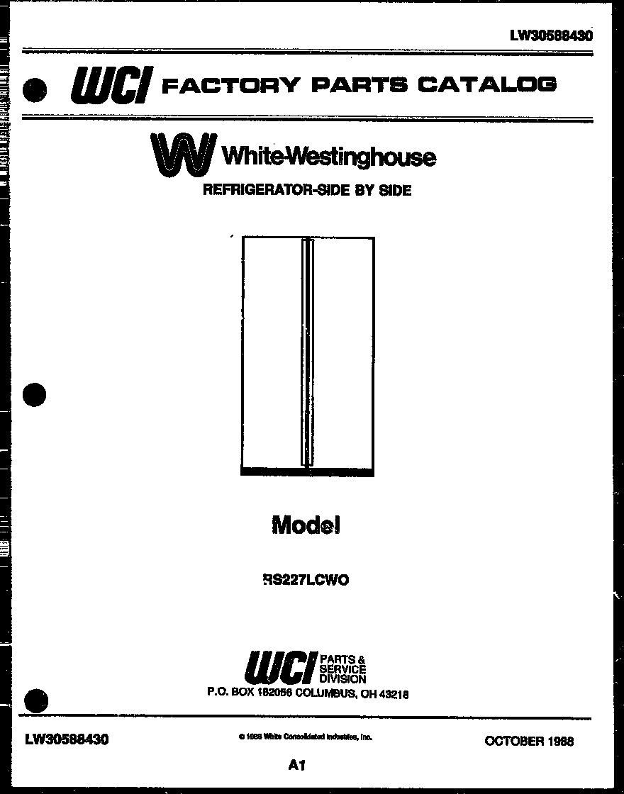 White-Westinghouse RS227LCV0 front cover diagram