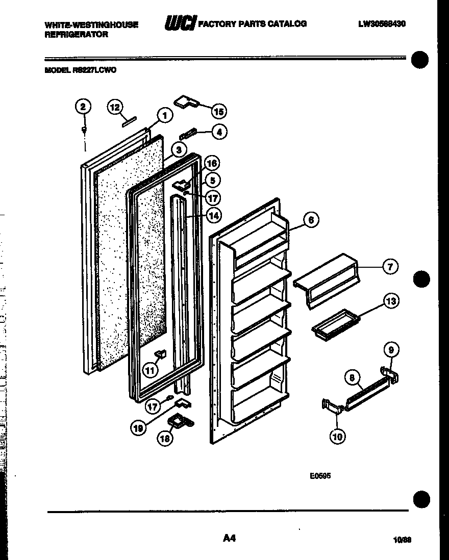 White-Westinghouse RS227LCV0 refrigerator door parts diagram